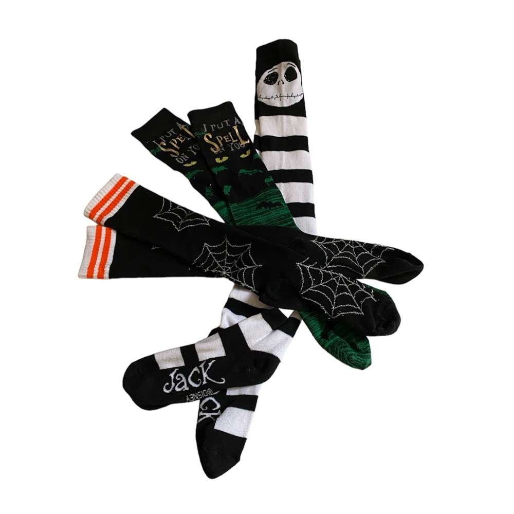 Halloween themed socks bundle. 2 pair knee high 1 pair thigh high.